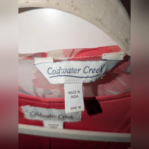 Coldwater Creek Coral Floral Dress & Sheer Kimono Set PXL EUC - Picture 8 of 10